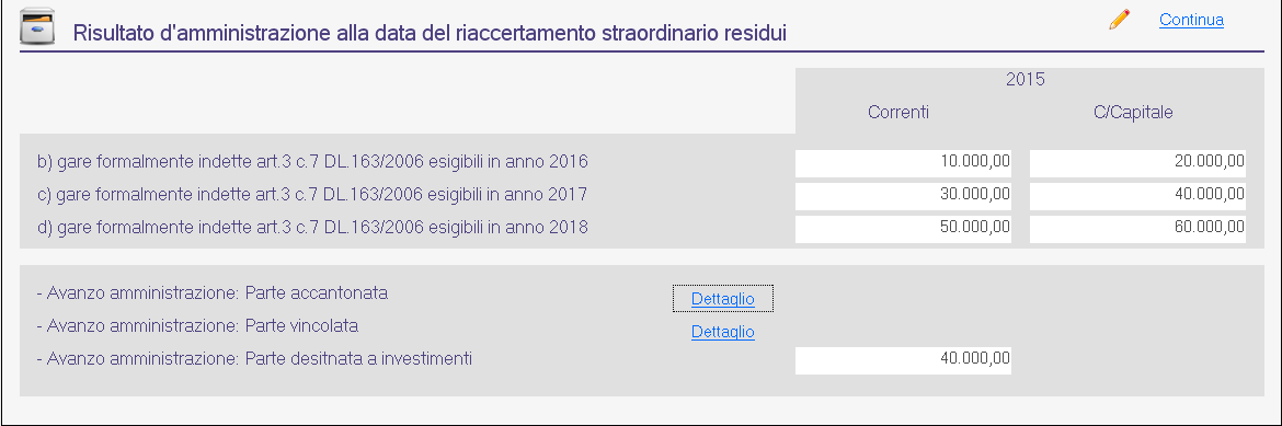 controllare e verificare con attenzione la completezza e correttezza delle variazioni per economie e di esigibilità effettuate; le funzioni che seguono sono indirizzate a ripristinare, solo sul