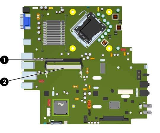 Zoccoli per moduli SODIMM Sulla scheda di sistema ci sono due zoccoli per moduli SODIMM, con uno zoccolo per canale. Gli zoccoli sono etichettati DIMM1 e DIMM3.