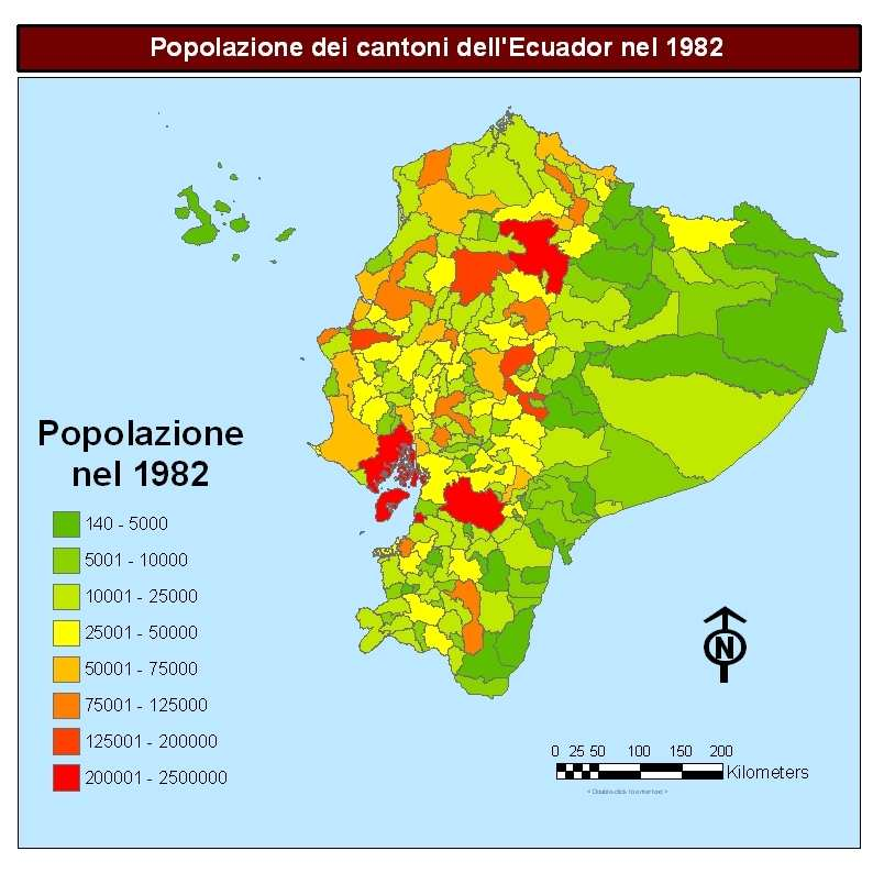 Figura A.1.4: Popolazione dei cantoni dell Ecuador (1974-1982-1990-2001) Fonte: ns.