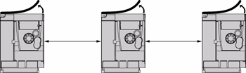 Montaggio Montaggio e condizioni di temperatura 50 mm (2 poll.) Installare l'unità in posizione verticale, a ±10. Evitare la vicinanza con fonti di calore.