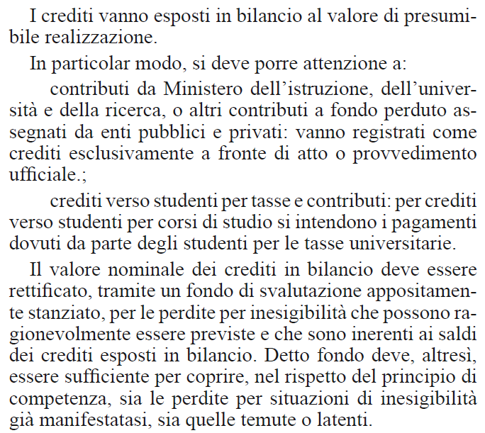 Valutazioni sui crediti