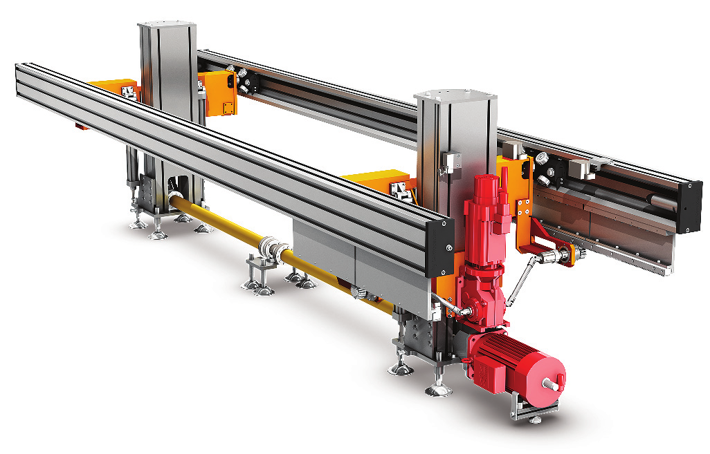 Actutor Line RAIL Movimentzione con sistem nvett di crichi ingombrnti e pesnti. Velocità elevte e lunghezze di decine di metri. Piedi di supporto regolbili.