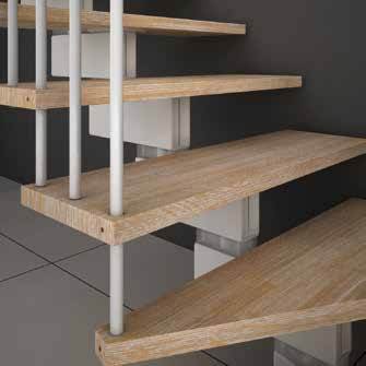 JAZZ SC Scale a giorno modulari Modular open stairs Struttura e ringhiera bianco 9001, gradini e corrimano tinta sabbia