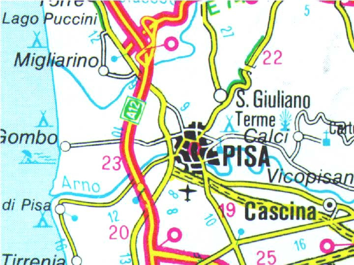 in rosso e nero, una strada provinciale, la num. 30 della provincia di Livorno.