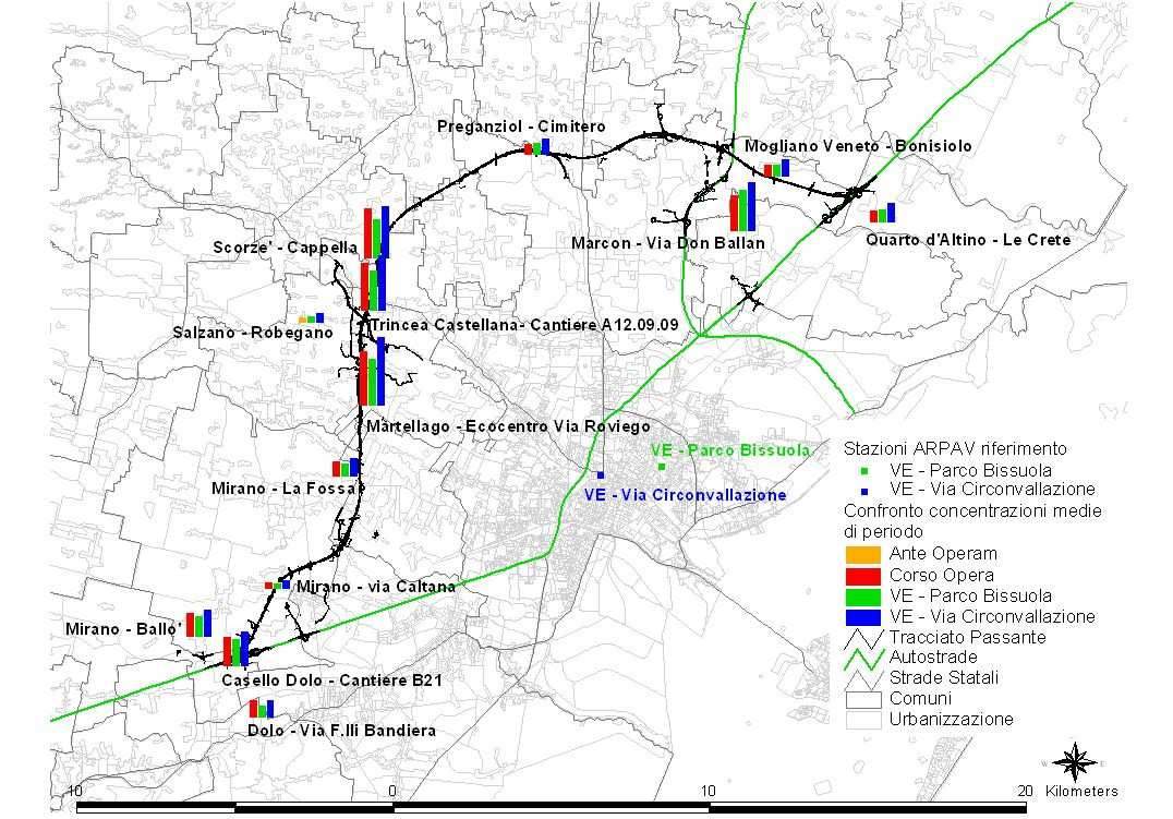 Fig. 6 Andamenti medi mensili delle campagne dell anno 2007 120 Anno 2007 Concentrazione PM 10 [µg/m 3 ] 100 80 60 40 20 0 dic-06 gen-07 mar-07 apr-07 giu-07 ago-07 set-07 nov-07 gen-08 VE-MESTRE