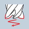 Il nuovo geometria frontale per fresature in penetrazione ad alto rendimento della FRAISA Spigolo tagliente vivo con piccolo raggio e Wiper con affilatura dente negativa Spigolo tagliente vivo