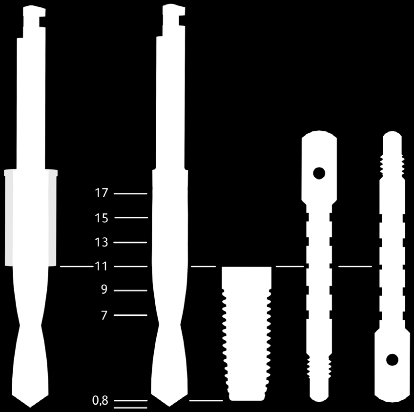 Protocollo di fresatura e guida per la profondità di preparazione - Impianto Straight Straight Straight Ø3,5 mm Straight Ø4,0 mm Straight Ø4,5 mm Straight Ø5,0 mm Straight Ø5,5 mm Stop di profondità