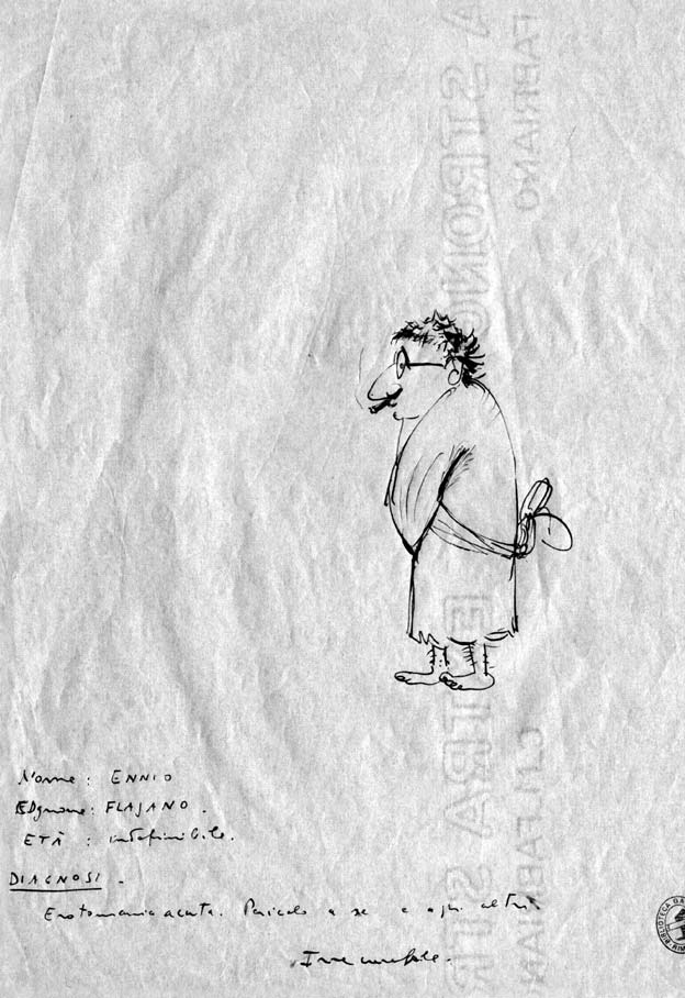 Federico Fellini, Caricatura di Ennio Flaiano, Inchiostro nero su