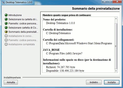 Cliccando sul pulsante "Avanti" si procede con la scelta della directory ( directory di installazione ) ovvero del percorso locale in cui si desidera installare l applicazione.