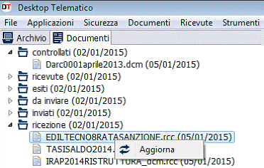 Se si seleziona un file con il tasto destro del mouse (oppure con un doppio click del file) dalla cartella Documenti --> inviati, è possibile, come di seguito evidenziato, selezionare direttamente le