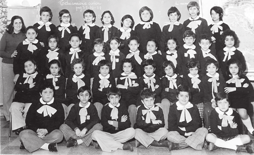 Gaetana Spanò: 1 o Circolo (San Pietro) - IV elementare 1974-75 Da sinistra, in alto: Giorgio Aiuto, Isidoro Ferrante, Aldo Bassi, Massimo Porcelli, Alberto Savona, Roberto Costantino, Maurizio