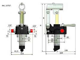 1.2 Componenti oleodinamici Hydraulic parts POMPA A MANO 25 CC DOPPIO EFFETTO CON RUBINETTO DI INVERSIONE COMPLETA DI SERBATOIO.