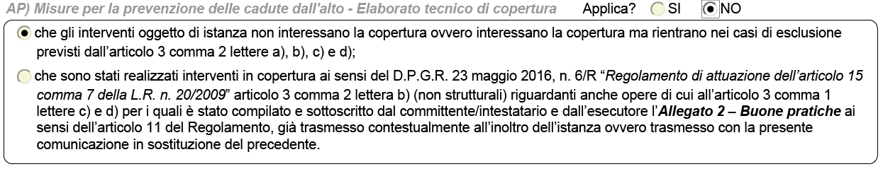 2/2 Sezione Asseverazioni Applica NO La spunta il secondo rb, non