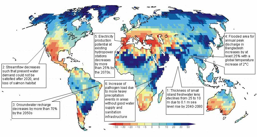 ACQUA: Mappa di futuri impatti dei cambiamenti climatici sulle risorse idriche: ENSEMBLE MEAN CHANGE OF