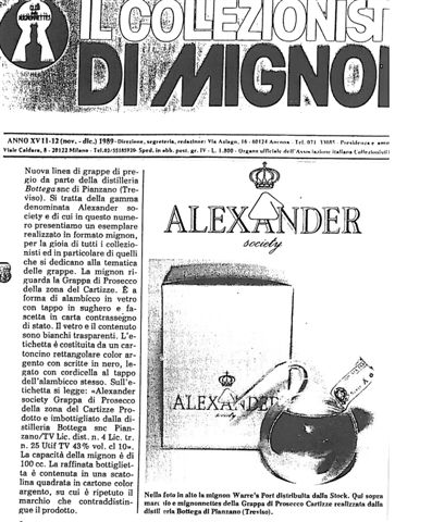 L ORIGINALE L ALAMBICCO ALEXANDER Data di prima fattura: Anno 1985 Prima apparizione stampa: