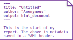 Scelta dell output Scrivere una intestazione YAML (formato per la serializzazione di dati) che spiega il tipo di documento da costruire con il file.rmd.