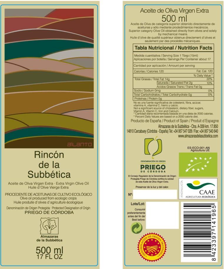 RINCÒN DE LA SUBBÈTICA ALMAZARAS DE LA SUBBÈTICA Informazioni aziendali Piante di olivo: 1.200.00 Produzione annuale: 65.