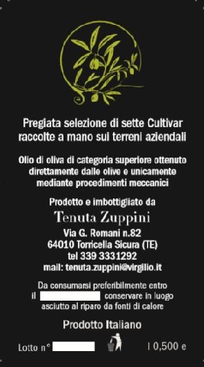 VENERANDA 19 TENUTA ZUPPINI DI CARLO MATONE Informazioni aziendali Piante di olivo: 1.