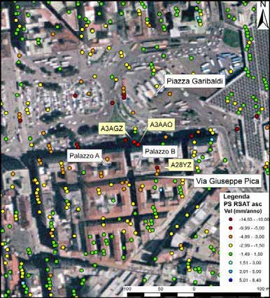 Utilizzo Dati PS nel Tempo Differito Capitolo 5 Figura 81 Sezione del pozzo della stazione Garibaldi e posizione dei livelli di ancoraggio.