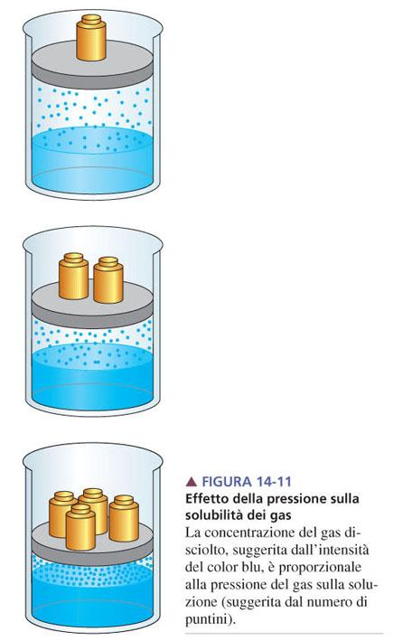 Soluzioni solubilità dei gas - effetto della pressione legge di Henry C=kp gas C=V gas /V slz