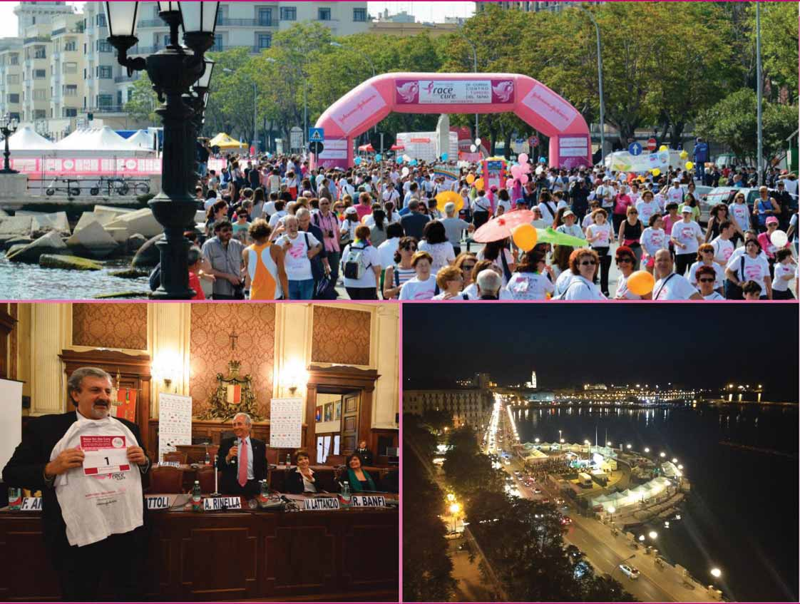 LA RACE NELLE ALTRE CITTÀ BARI 2014 UNA PARTECIPAZIONE IN CRESCITA OLTRE 13.000 ISCRITTI più di 1.100 Donne in Rosa 400 bambini 250 volontari circa 5.400 partecipanti in squadra oltre 80.