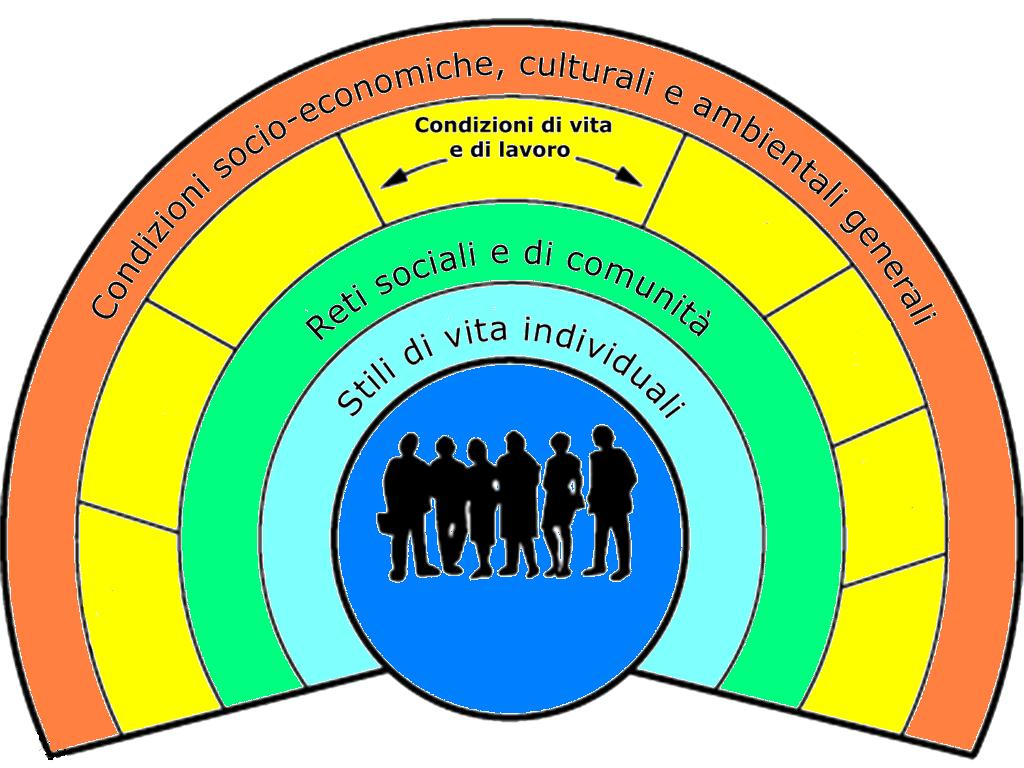 Promozione della Salute Ambiente di lavoro Reddito Acqua e impianti igienici Istruzione Servizi Sanitari Alimenta