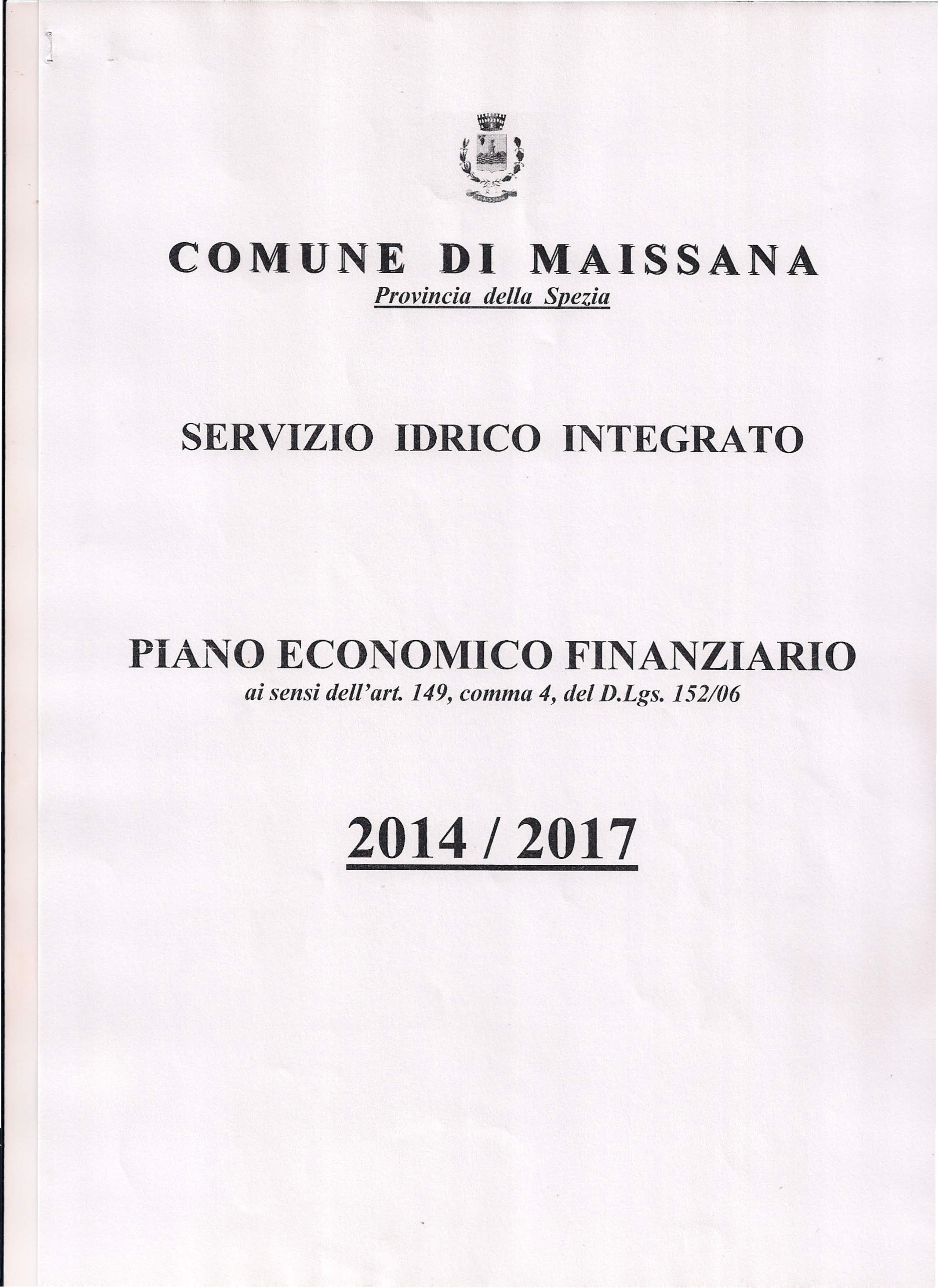 COMUNE DI MAISSANA Provincia della Spezia SERVIZIO IDRICO INTEGRATO PiANO