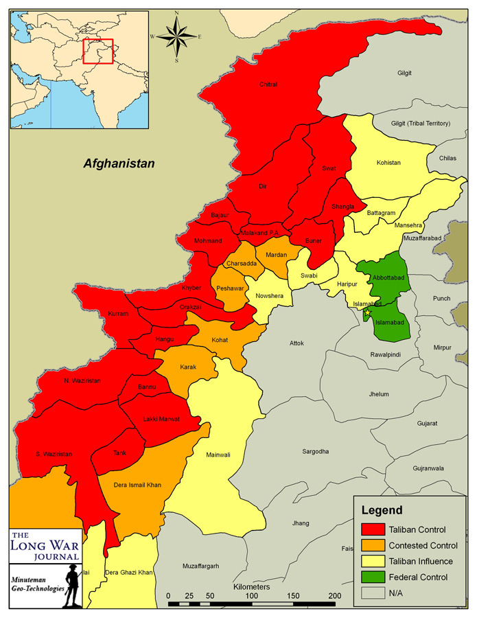 Conflitti in Medio Oriente 166 Zone del Pakistan occupate dai Talebani (2009) http://www.longwarjournal.org/archives/2009/01/taliban_rule_pakista.