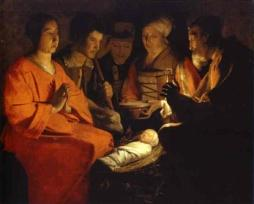 Georges De La Tour (1593-1652) L adorazione dei pastori In quel tempo, [i pastori] andarono, senza indugio, e trovarono Maria e Giuseppe e il bambino, adagiato nella mangiatoia.