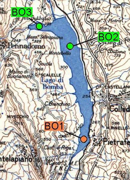 Fig. 2.4 Stato ecologico dei laghi (SEL) di Barrea, Bomba e Casoli (CMNS, marzo 2001)