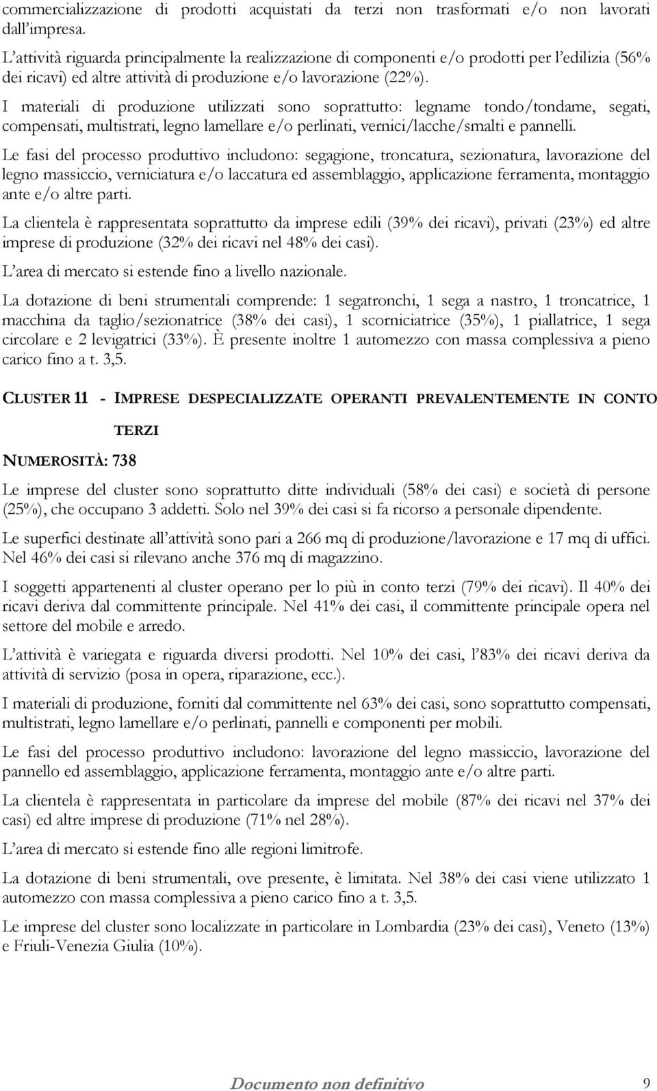 I materiali di produzione utilizzati sono soprattutto: legname tondo/tondame, segati, compensati, multistrati, legno lamellare e/o perlinati, vernici/lacche/smalti e pannelli.