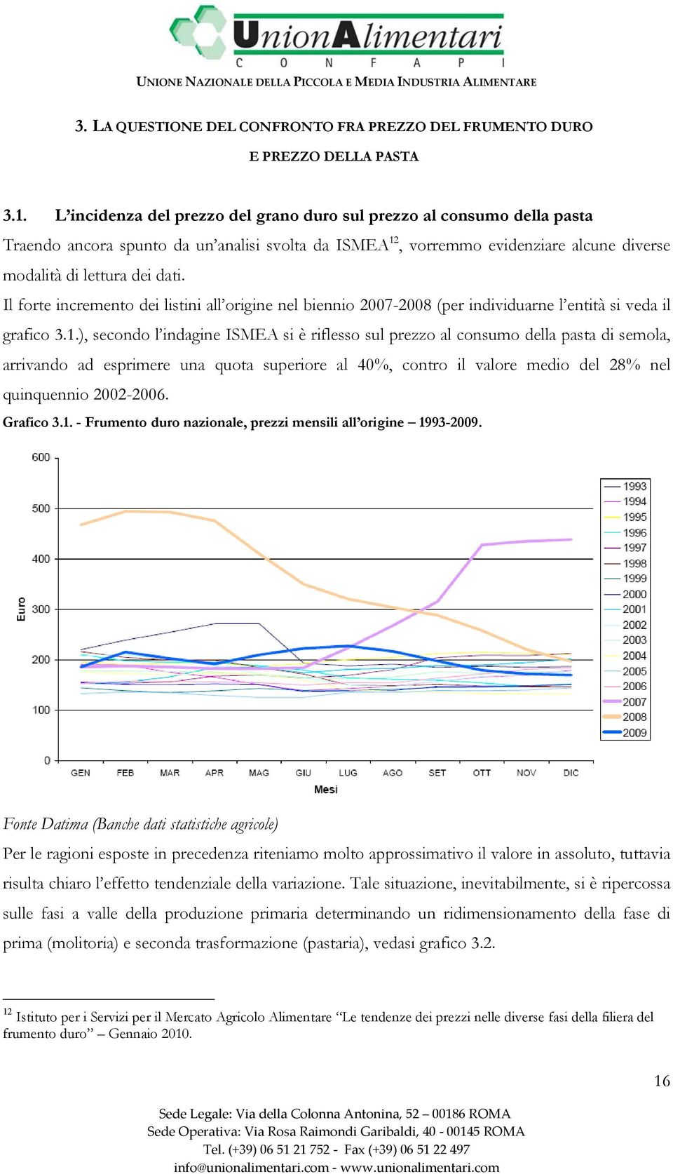 Il forte incremento dei listini all origine nel biennio 2007-2008 (per individuarne l entità si veda il grafico 3.1.