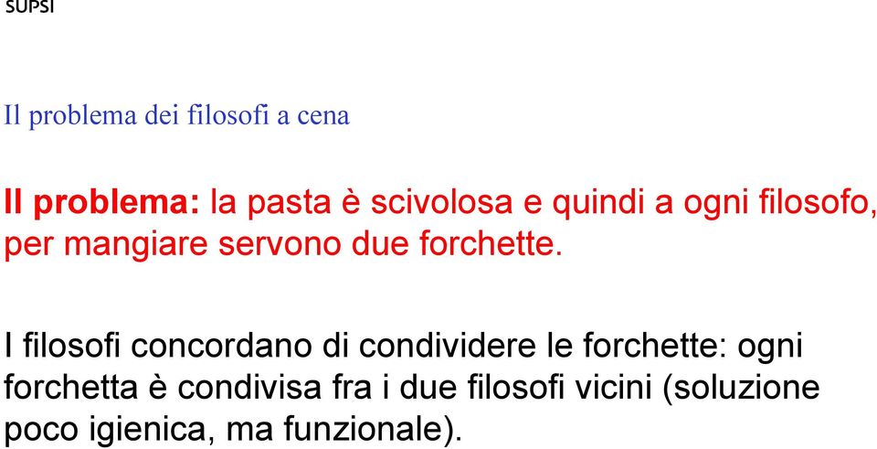 I filosofi concordano di condividere le forchette: ogni forchetta è