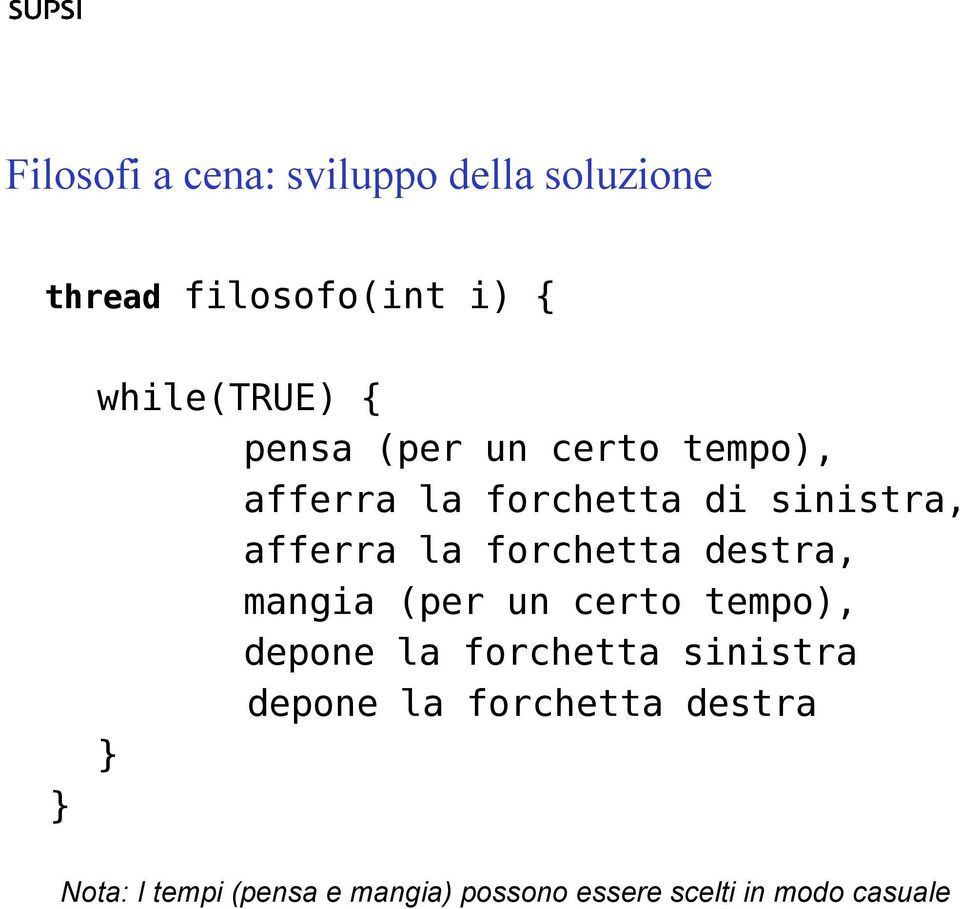 (per un certo tempo), depone la forchetta sinistra depone la forchetta