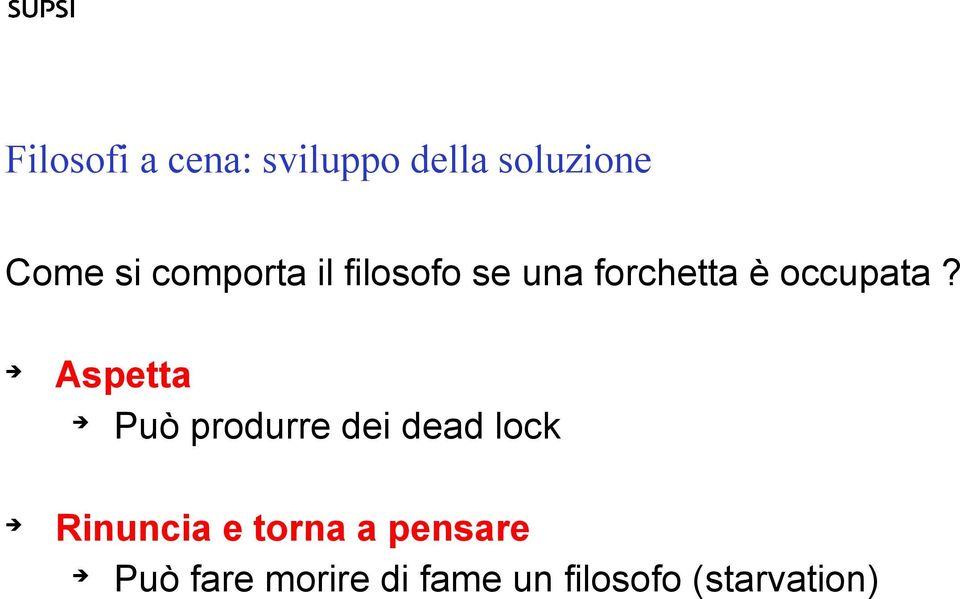 Aspetta Può produrre dei dead lock