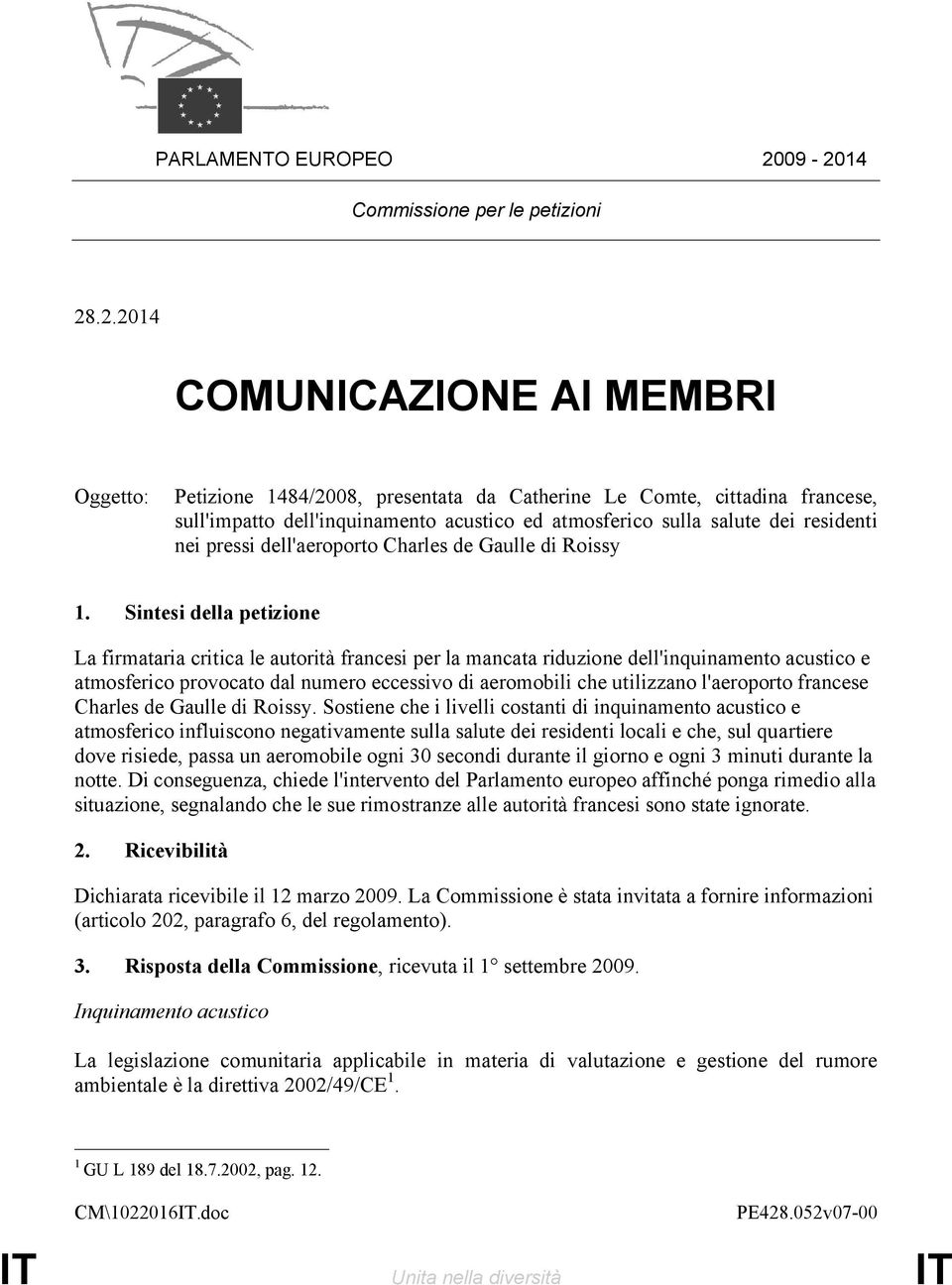 atmosferico sulla salute dei residenti nei pressi dell'aeroporto Charles de Gaulle di Roissy 1.