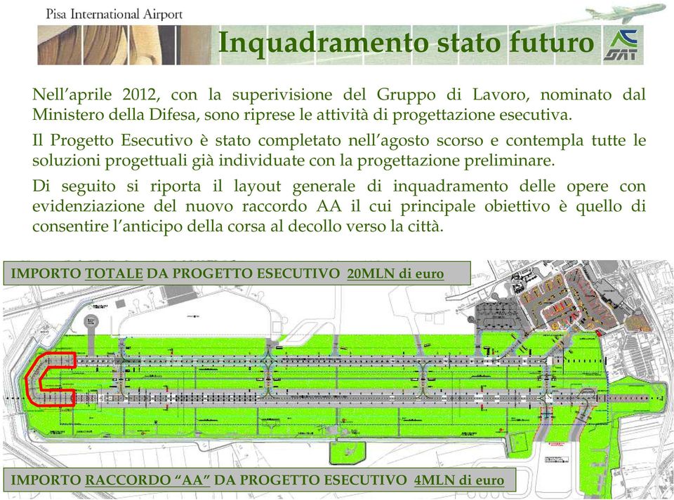 Il Progetto Esecutivo è stato completato nell agosto scorso e contempla tutte le soluzioni progettuali già individuate con la progettazione preliminare.