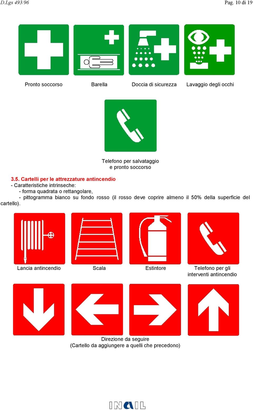 Cartelli per le attrezzature antincendio - Caratteristiche intrinseche: - forma quadrata o rettangolare, - pittogramma