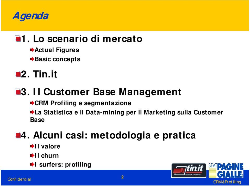 Statistica e il Data-mining per il Marketing sulla Customer Base 4.