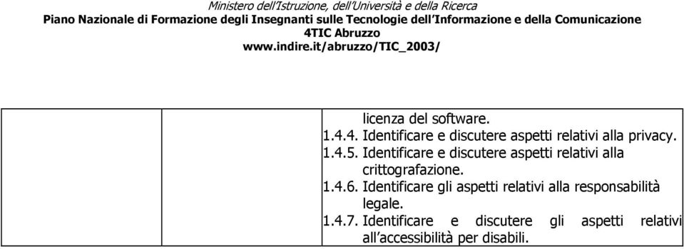 Identificare e discutere aspetti relativi alla crittografazione. 1.4.6.