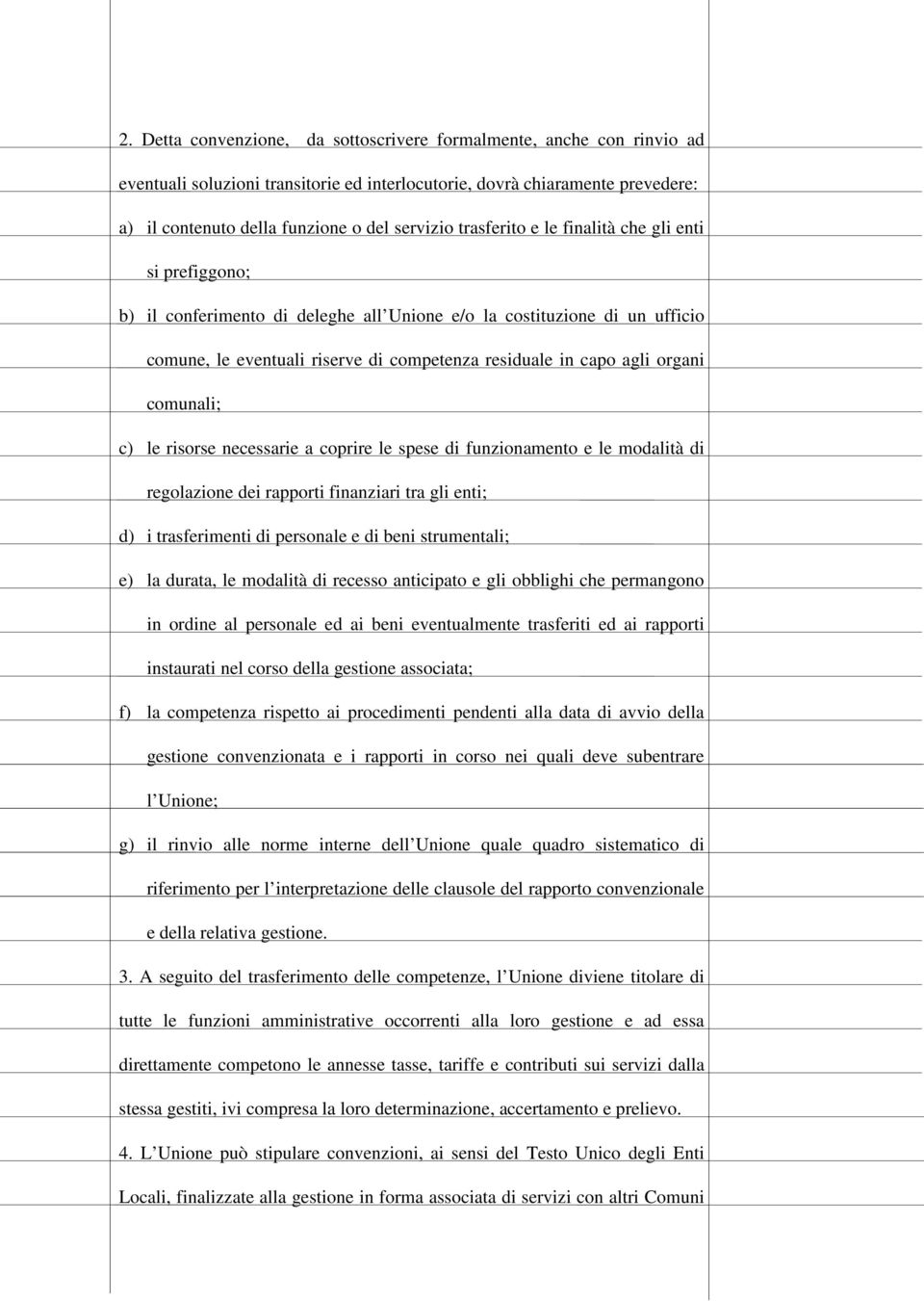 organi comunali; c) le risorse necessarie a coprire le spese di funzionamento e le modalità di regolazione dei rapporti finanziari tra gli enti; d) i trasferimenti di personale e di beni strumentali;