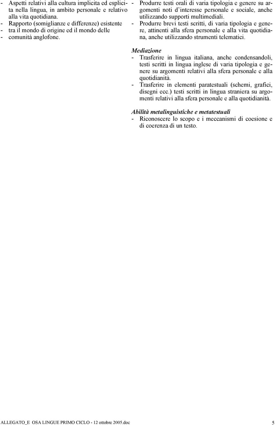 - Produrre brevi testi scritti, di varia tipologia e genere, attinenti alla sfera personale e alla vita quotidiana, anche utilizzando strumenti telematici.