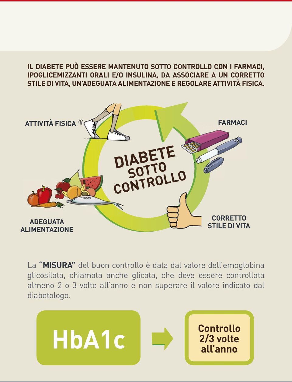 attività FisiCa FarmaCi DiaBeTe sotto ConTrollo adeguata alimentazione CorreTTo stile Di vita La misura del buon controllo è data