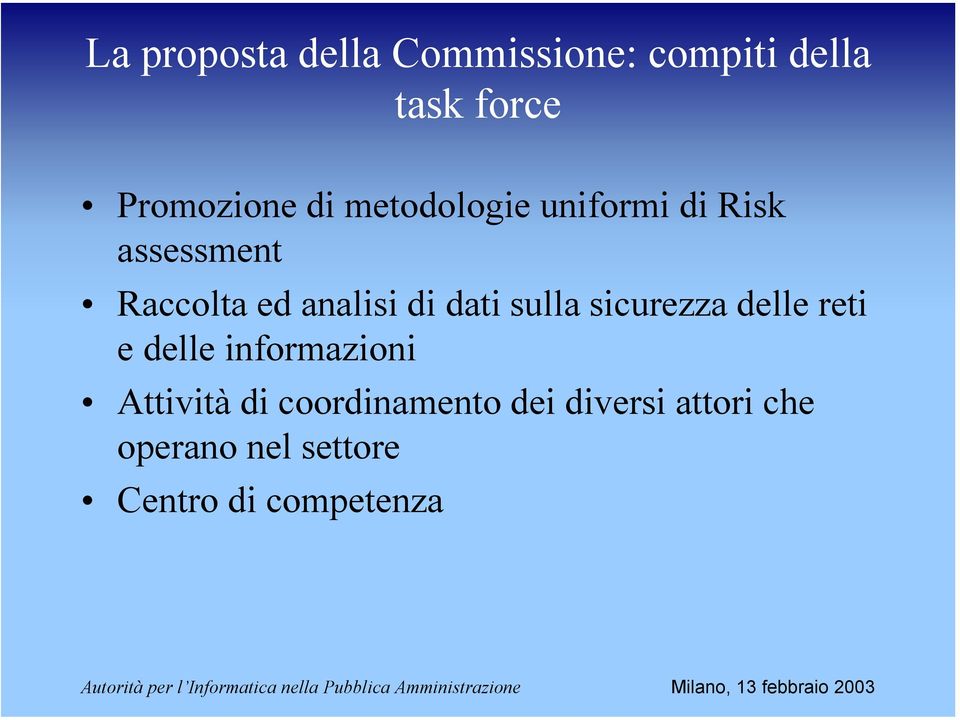 dati sulla sicurezza delle reti e delle informazioni Attività di