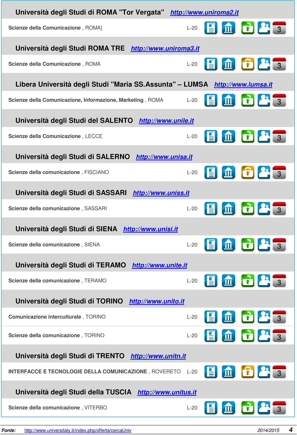 it Scienze della Comunicazione, Informazione, Marketing, ROMA L-20 Università degli Studi del SALENTO http://www.unile.