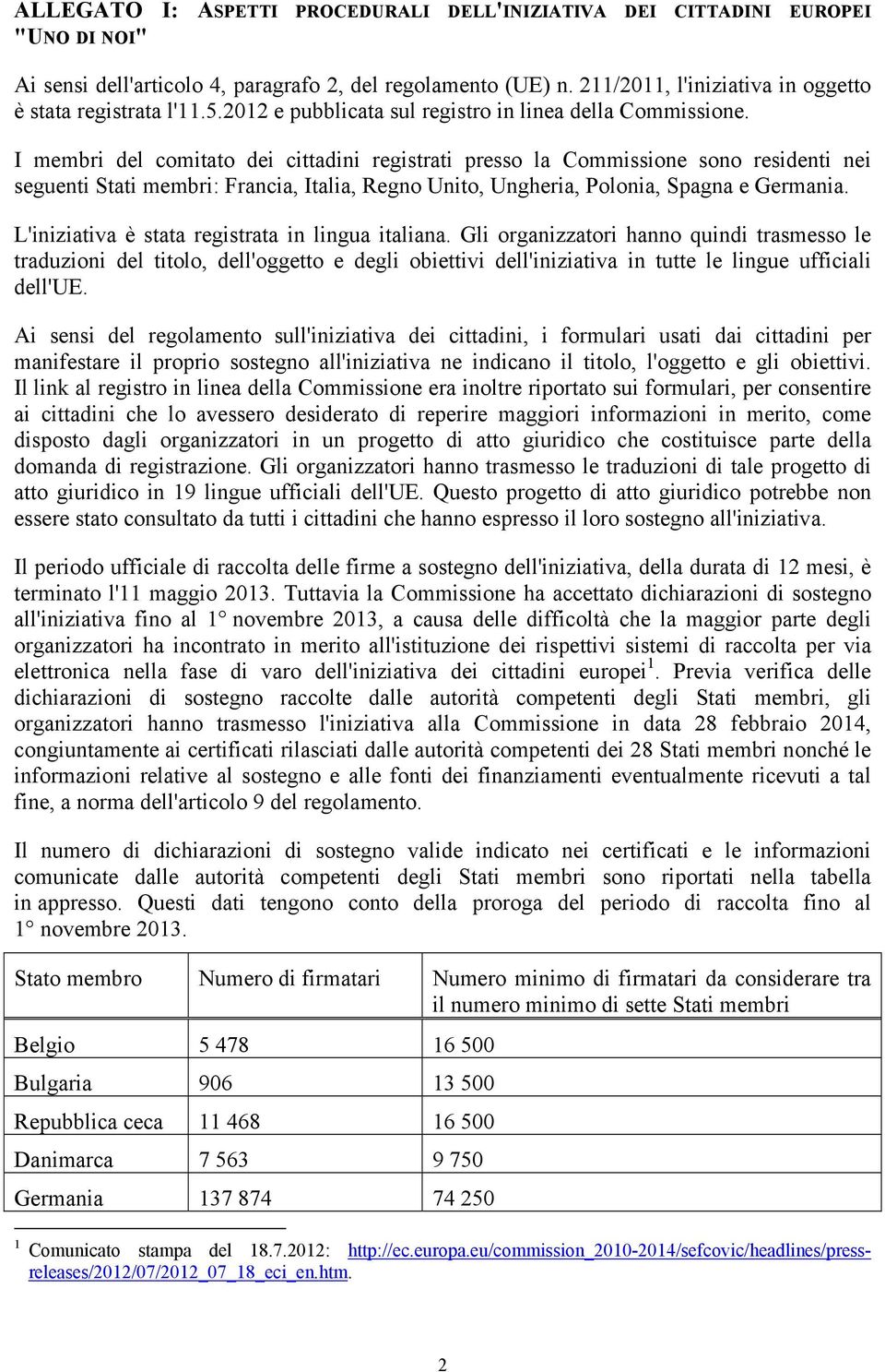 I membri del comitato dei cittadini registrati presso la Commissione sono residenti nei seguenti Stati membri: Francia, Italia, Regno Unito, Ungheria, Polonia, Spagna e Germania.