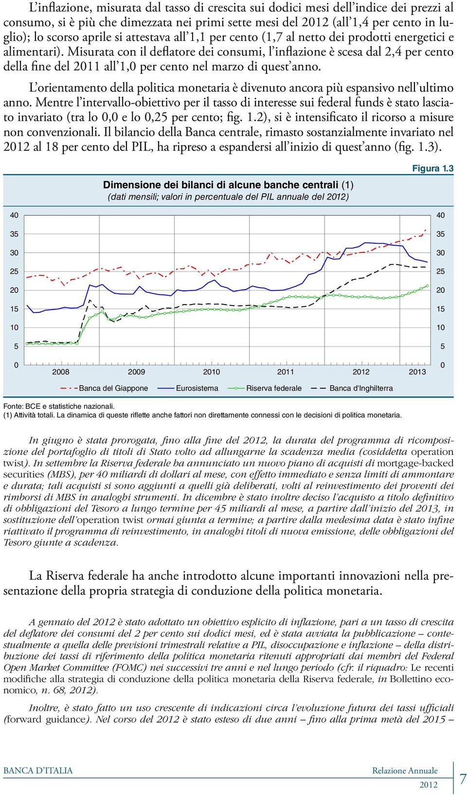 Misurata con il deflatore dei consumi, l inflazione è scesa dal 2,4 per cento della fine del 2011 all 1,0 per cento nel marzo di quest anno.