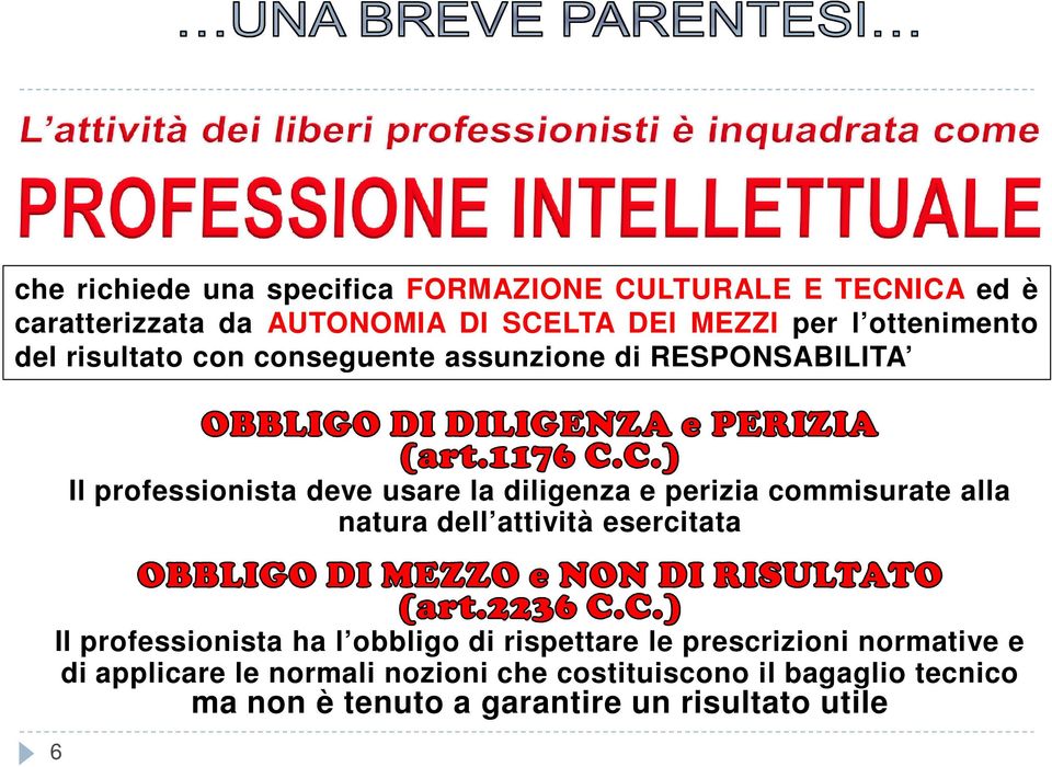 perizia commisurate alla natura dell attività esercitata Il professionista ha l obbligo di rispettare le prescrizioni