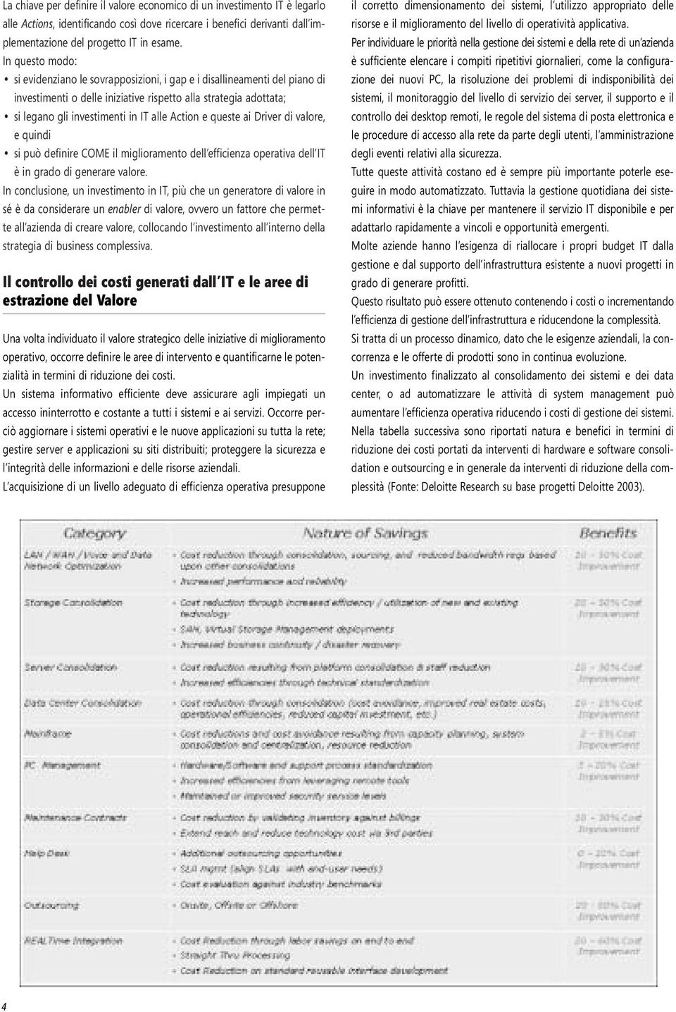 Action e queste ai Driver di valore, e quindi si può definire COME il miglioramento dell efficienza operativa dell IT è in grado di generare valore.