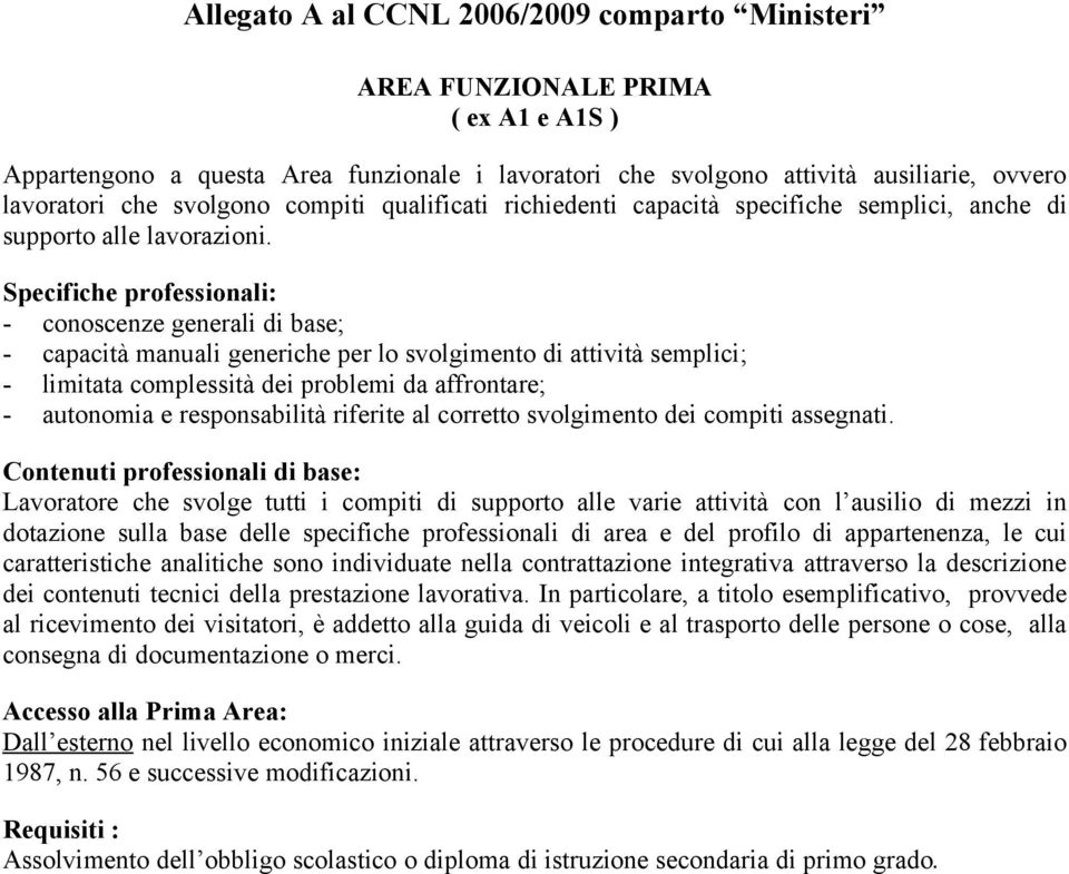 - conoscenze generali di base; - capacità manuali generiche per lo svolgimento di attività semplici; - limitata complessità dei problemi da affrontare; - autonomia e responsabilità riferite al